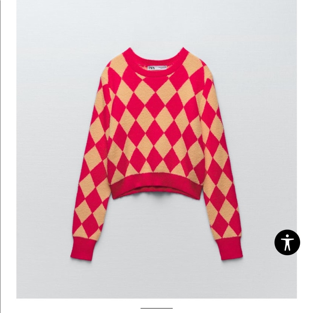 Zara argyle cropped sweater